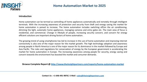 Home Automation Market to 2025-Industry Analysis, Applications, Opportunities and Trends