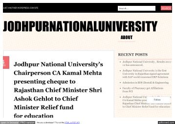 Kamal Mehta Jodhpur National University (JNU)-Chief Minister Meeting