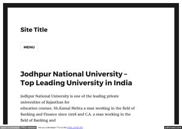 Kamal Mehta Jodhpur National University (JNU)-Leads in Rajasthan