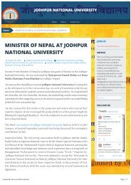 Kamal Mehta Jodhpur National University (JNU)-Minister of Nepal