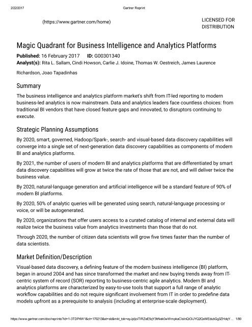 Gartner Magic Quadrant 2017