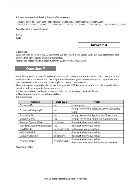 70-761 Real PDF Exam