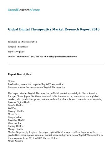 Global Digital Therapeutics Market Research Report 2016 