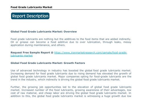 Food Grade Lubricants Market, 2016 – 2024