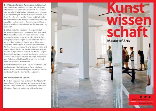 Master-Studiengang Kunstwissenschaft an der HBK Braunschweig