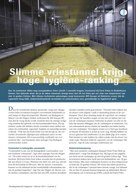 Slimme vriestunnel krijgt hoge hygiëne-ranking