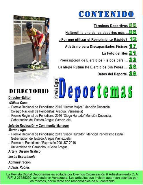 Revista Digital Deportemas Edición No. 27 Enero 2017