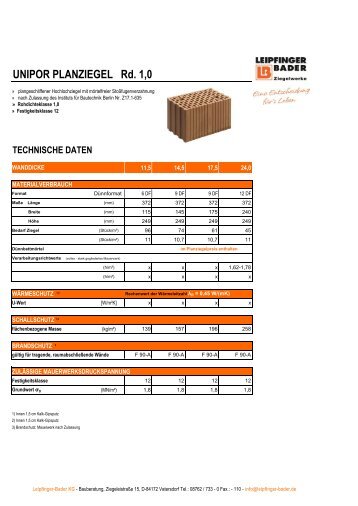 Technische Daten - Leipfinger-Bader KG