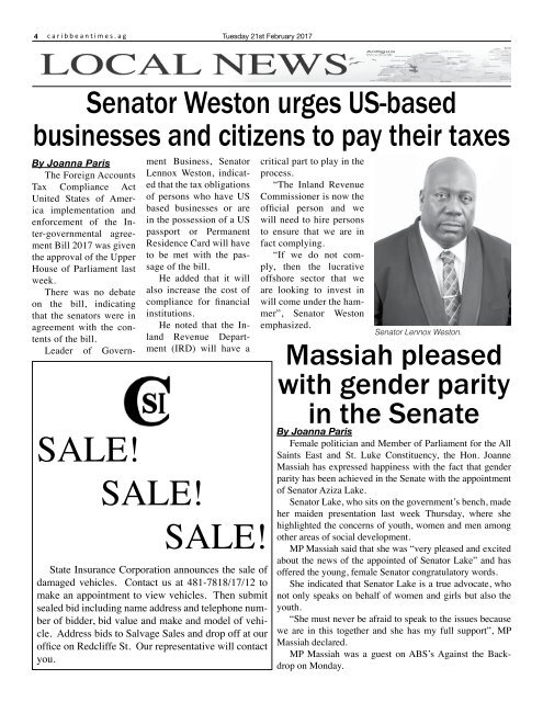 Caribbean Times 2nd Issue - Tuesday 21st February 2017