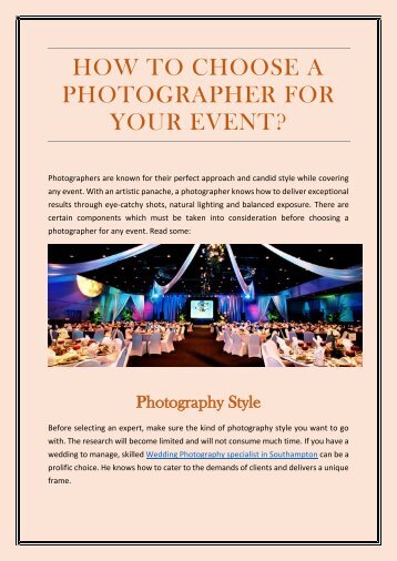 How to choose a photographer for your event