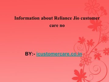 Information about Reliance Jio customer care no