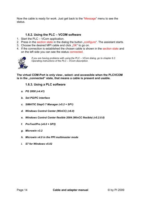 Cable and adapter manual