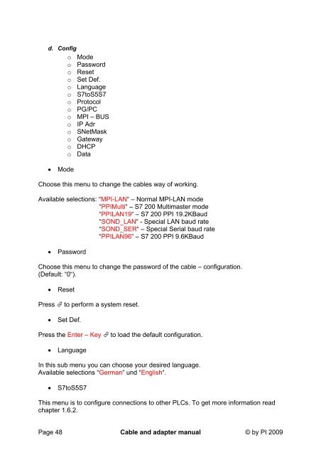 Cable and adapter manual