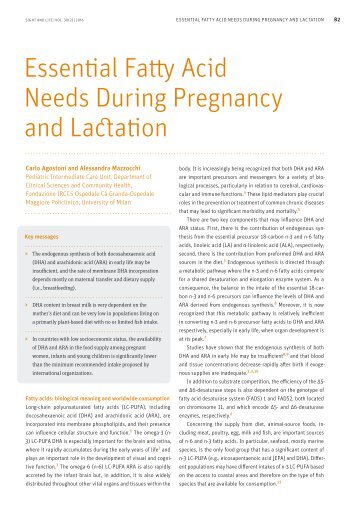 Essential Fatty Acid Needs During Pregnancy and Lactation