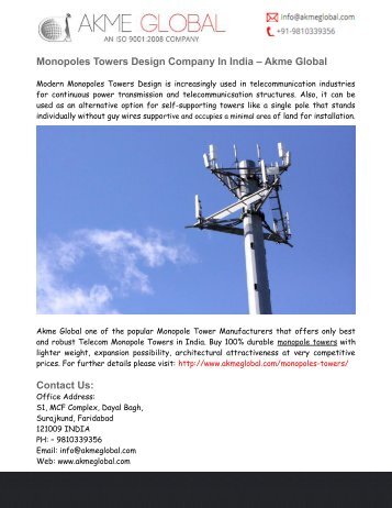 Monopoles Towers Design India