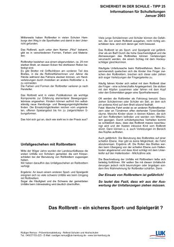 Das Rollbrett – ein sicheres Sport- und Spielgerät ?