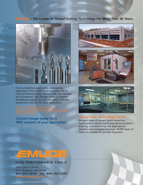 2013-EMUGE - LEADING SOLUTIONS IN THREAD MILLING TECHNOLOGY