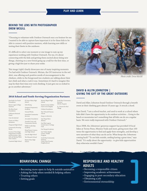 Outdoor Outreach 2016 Annual Report