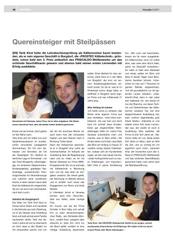 Quereinsteiger mit Steilpässen - Frostec Kältetechnik