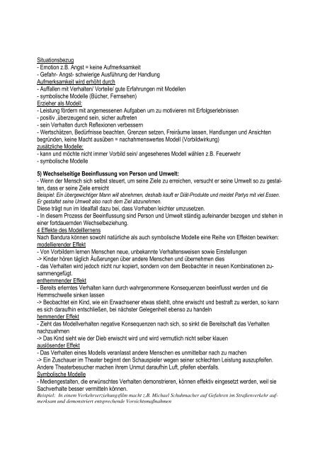 HANDOUT - Sozial-kognitive-Lerntheorie (Modelllernen)