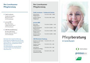 Ihre Leverkusener Pflegeberatung - pronova BKK