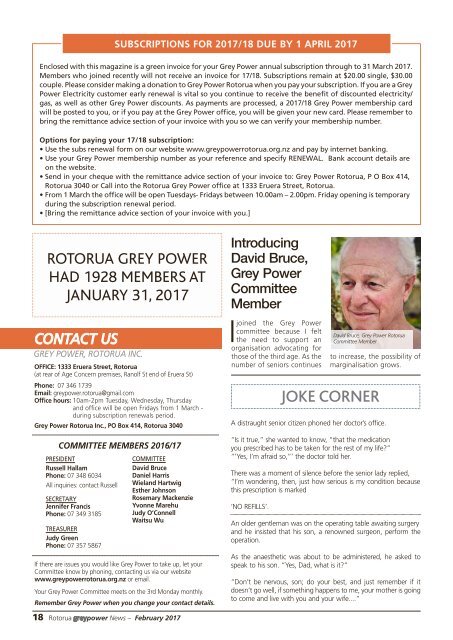 Rotorua Grey Power February 2017