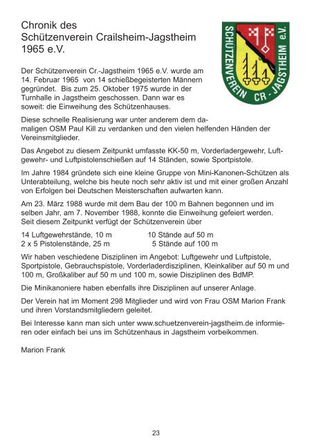 Festschrift - Schützenbezirk Hohenlohe