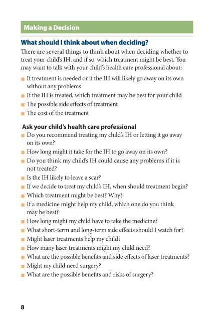 Treating Infantile Hemangiomas in Children