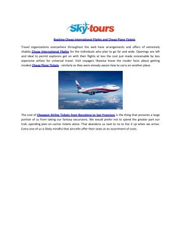 Booking Cheap International Flights and Cheap Plane Tickets