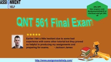 QNT 561 Final Exam Questions Pdf Download via Assignment E Help