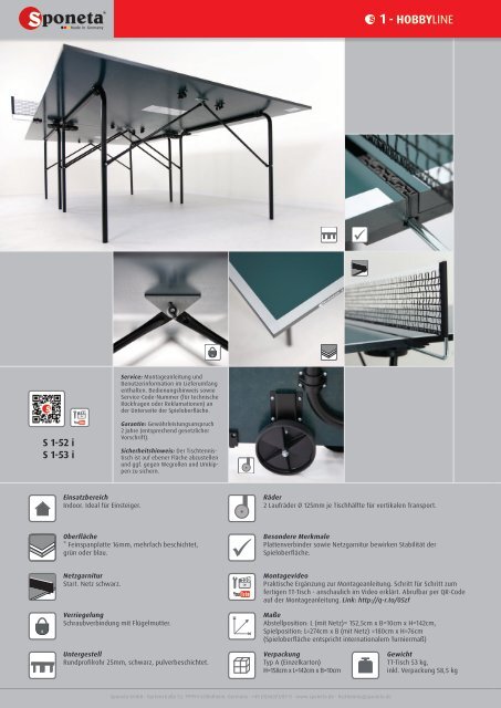 Sponeta - Tischtennis Katalog Fachhandel 2017 (deutsch)