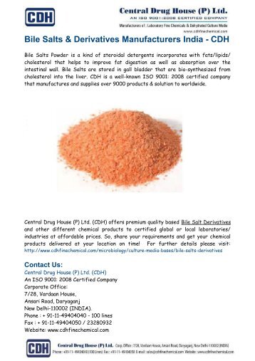 Bile Salts & Derivatives Manufacturers India - CDH