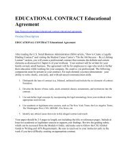 EDUCATIONAL CONTRACT Educational Agreement