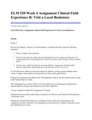 ELM 520 Week 4 Assignment Clinical Field Experience B