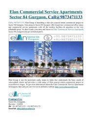 Elan Commercial Service Apartments Sector 84 Gurgaon, Call@9873471133