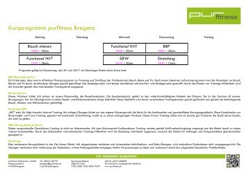 purfitness Bregenz Kursprogramm Frühjahr 2017