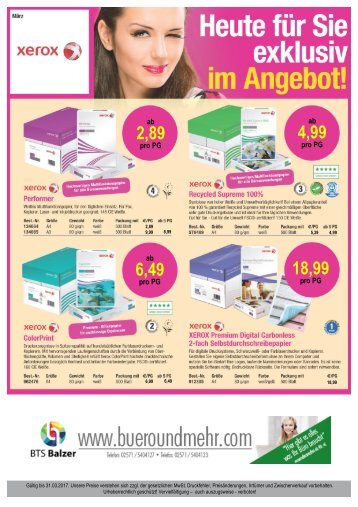 Angebot des Monats - März 2017 - xerox Papier @btsbalzer