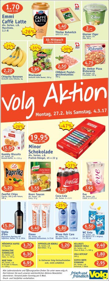 Volg Aktionen Montag 27.02.2017 - Samstag 04.03.2017