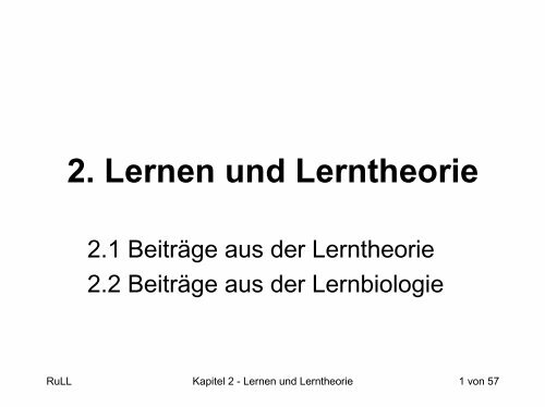 2. Lernen und Lerntheorie - VIS