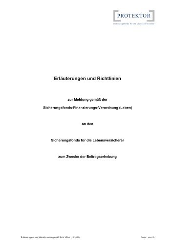 Erläuterungen und Richtlinien - Protektor Lebensversicherungs-AG