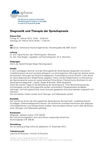 Diagnostik und Therapie der Sprechapraxie