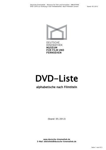 Titelliste - Deutsche Kinemathek