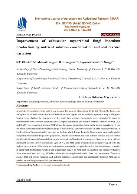 Improvement of arbuscular mycorrhizal fungi inoculum production by nutrient solution concentration and soil texture variation