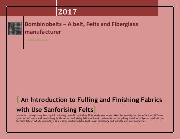 An Introduction to Fulling and Finishing Fabrics with Use Sanforising Felts