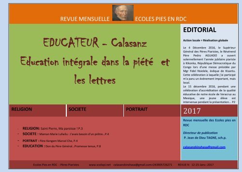 EDUCATEUR - Calasanz Education intégrale dans la piété et les lettres