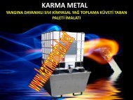 Paslanmaz atese dayanikli varil ibc sivi toplama depolama saklama paleti taban kuveti imalati KARMA METAL