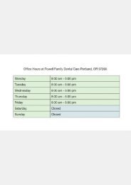 Office Hours at Powell Family Dental Care Portland, OR 97266