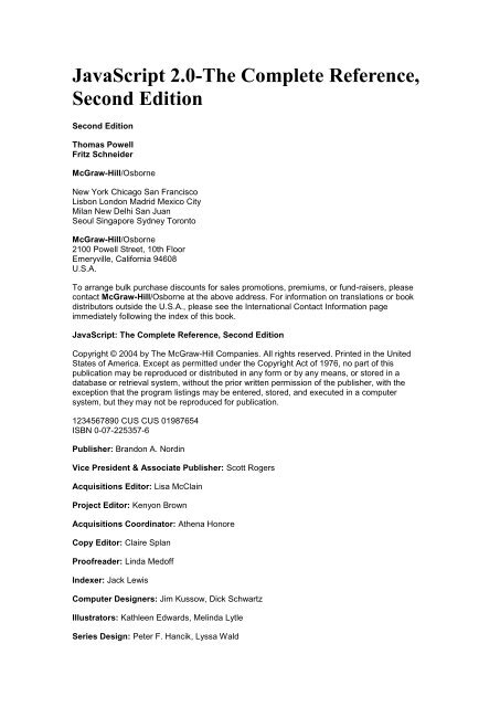 JavaScript 2.0-The Complete Reference, Second ... - freecodingtutorial