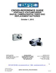 CROSS-REFERENCE GUIDE PORTABLE VCR ... - Empire Scientific