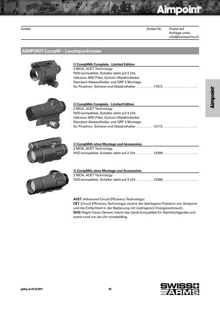 PRÄZISION Verlangen nach - Swiss Arms